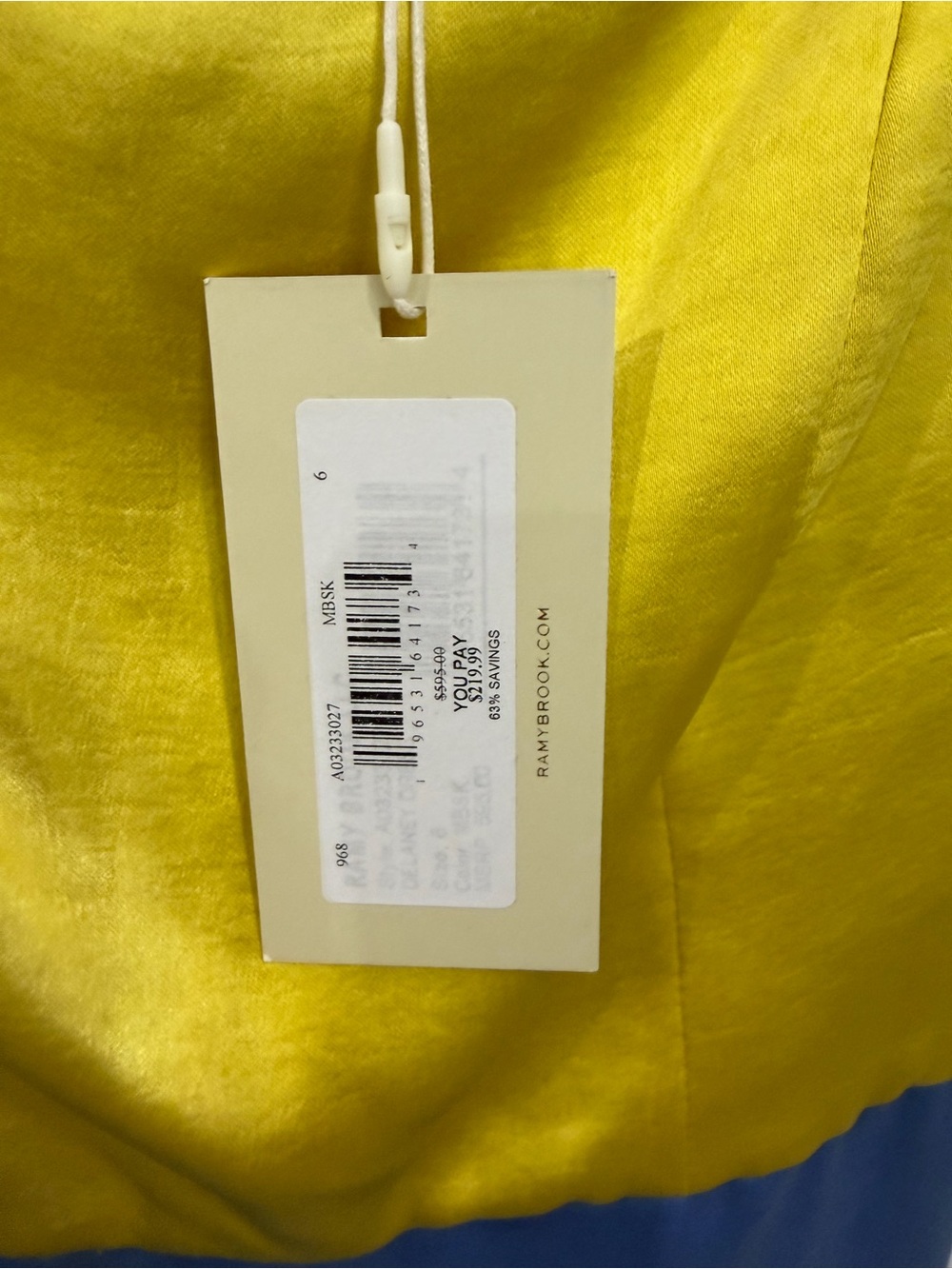 Ramy Brook Yellow & Light Blue Satin Colorblock Midi Skirt - Picture 6 of 9